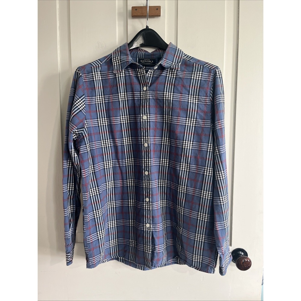 Sonoma Men's Medium Cotton Plaid Button Down Shirt Business Casual Easter